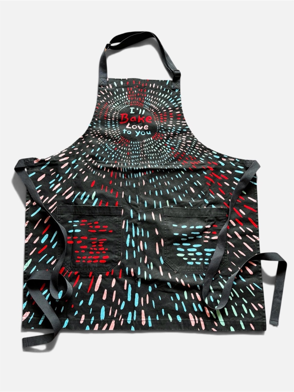 Blue Q Washed Black Cotton Apron | “I’ll Bake Love to You” Funny | OSFM